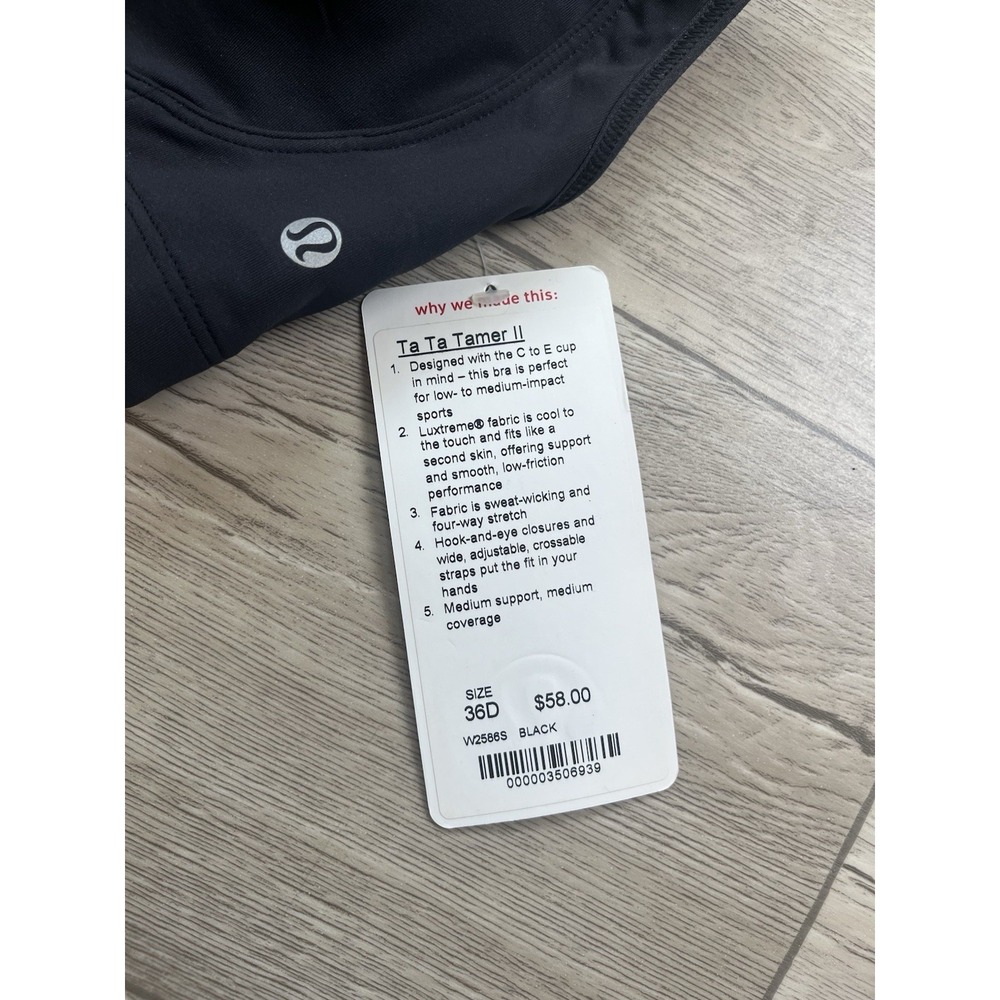 Lululemon Ta Ta Tamer II Sports Bra Black Size 36D Low Medium Impact Sports NWT - Picture 4 of 6